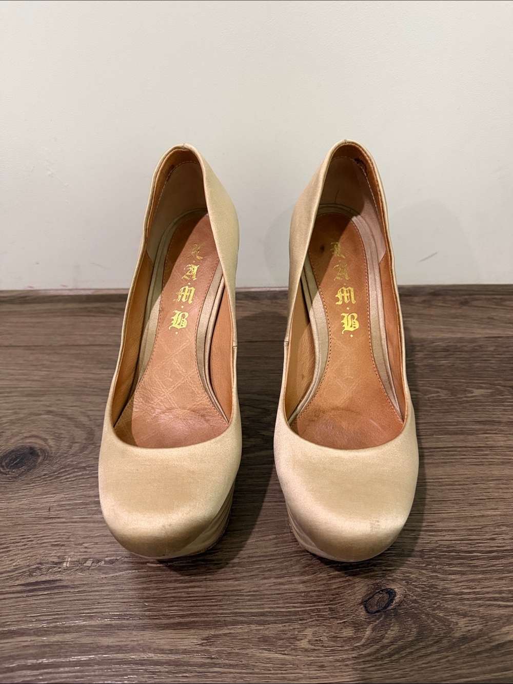 L.A.M.B. Z-Project Champagne Satin Platform Pumps